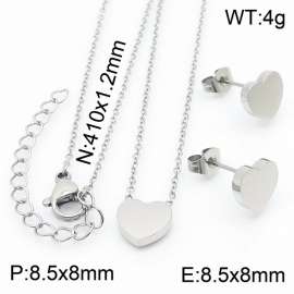 Stainless steel 410x1.2mm welding chain lobster clasp  solid heart charm silver set