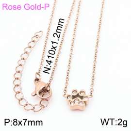 Stainless steel 410x1.2mm welding chain lobster clasp crystal dog palm charm rose gold necklace