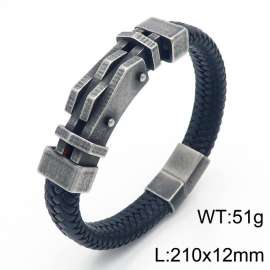 Personality titanium steel ornaments fashion casual unisex leather rope bracelet