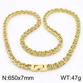 650X7mm Gold Plated Tangled Stainless Steel Herringbone Chain Necklace