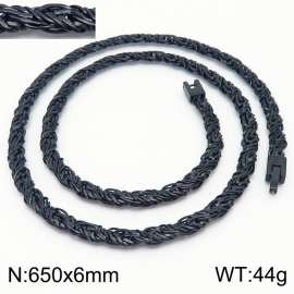 650X6mm Black Plated Tangled  Stainless Steel Strands Necklace