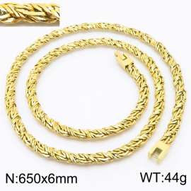650X6mm Gold Plated Tangled  Stainless Steel Strands Necklace