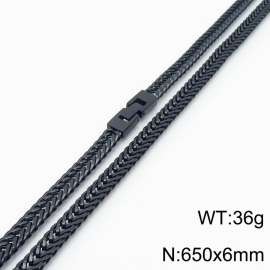 650X6mm Black Plated Stainless Steel Herringbone Chain Necklace