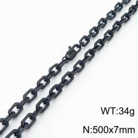 Black Plated Stainless Steel O Chain Necklace with Lobster Clasp
