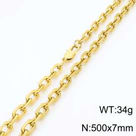 Gold Plated Stainless Steel O Chain Necklace with Lobster Clasp