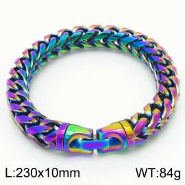 230X10mm Rainbow Color Stainless Steel Herringbone Chain Bracelet
