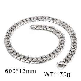 Men's hip-hop rock personalized diamond inlaid titanium steel necklace