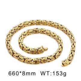 Gold-Plating Safety buckle, versatile square chain, cast imperial double-layer chain necklace