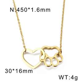 Palm cat paw peach heart pendant long collar chain Gold-Plating Necklace
