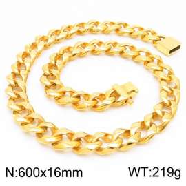 Gold Polished Men's Thick Necklace Thick Dog Chain