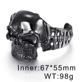 Black Aggressive Punk Style Skull Head Titanium Steel Ghost Men's Bracelet
