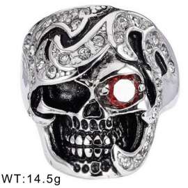 Red Zircon White Water Diamond Ghost Skull Punk Men's Cast Ring