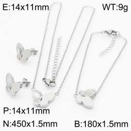 Personalized design of French stainless steel butterfly inlaid shell accessories women's three-piece set