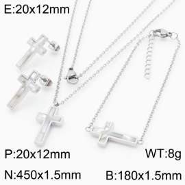 Personalized design of French stainless steel cross inlaid shell accessories women's three-piece set