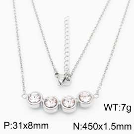 450mm women's simple steel color four drill stainless steel necklace