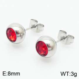 Titanium steel earrings wholesale zircon red steel earrings