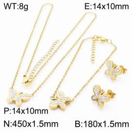 Gold Butterfly stainless steel crystal set