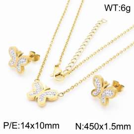 Gold Butterfly stainless steel crystal set