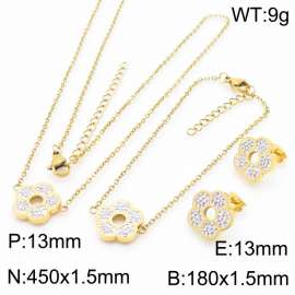 Crystal Sunflower stainless steel necklace gold  set