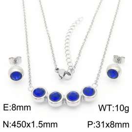 Blue stone stainless steel chains set