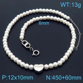 Gentle pearl heart stainless steel necklace
