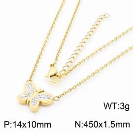 Gold Butterfly stainless steel necklace with crystal
