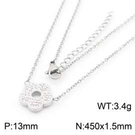 Shining stone flowers stainless steel necklace