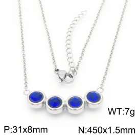 Elegant blue crystal stainless steel necklace