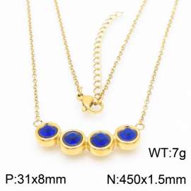 Gold color Elegant blue crystal stainless steel necklace