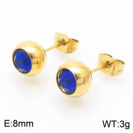 Blue Crystal gold stailess steel earrings