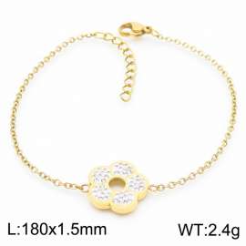 180mmx1.5mm Gold color Crystal flower stainless steel  Bracelet jewelry