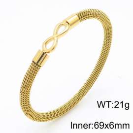 Stainless Steel 69x6mm Unisex Fashion gold-Plated simplcity Infinity Eight Charm Bangle