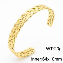 Twisted Pattern Gold-plating Stainless Steel Opening Cuff Bangle Bracelet for Women Color Gold