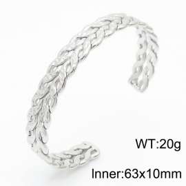 Twisted Pattern Stainless Steel Opening Cuff Bangle Bracelet for Women Color Silver