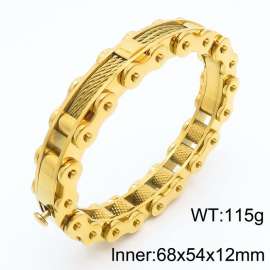 Fashionable Gold-plating Stainless Steel Bicycle Chain Bracelet for Men Color Gold