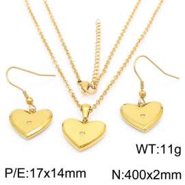 French inlaid zircon heart-shaped stainless steel women's ear hook necklace