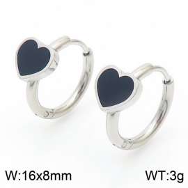 Stainless Steel Women's heart-shaped ear buckle black
