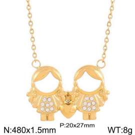 480mm Romantic Gold-Plated Stainless Steel Necklace with Lovely Girls Pendant