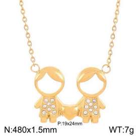480mm Romantic Gold-Plated Stainless Steel Necklace with Lovely Boys Pendant