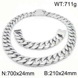 Stainless steel european 710x24mm&210x24mm cuban chain classic clasp strong gold bracelets sets