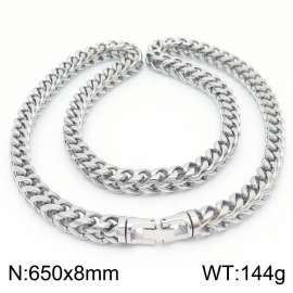 8x650mm Stainless Steel Silver Foxtail Chain Necklace