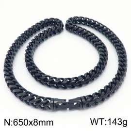 8x650mm Stainless Steel Black Foxtail Chain Necklace