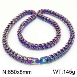 8x650mm Stainless Steel Colorful Foxtail Chain Necklace