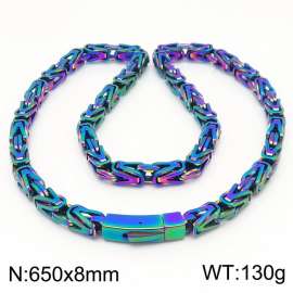 8x650mm Stainless Steel Colorful Byzantine Chain Necklace