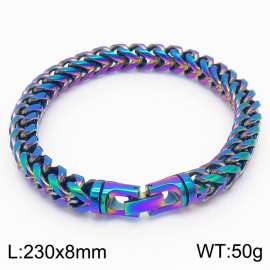 Stainless steel 230 × 8mm Double Row Cuban Chain Special Button Classic Fashion Colorful Bracelet