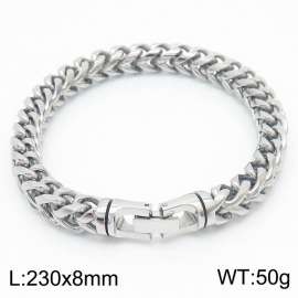 Stainless steel 230 × 8mm Double Row Cuban Chain Special Button Classic Fashion Silver Bracelet