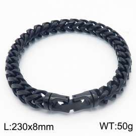 Stainless steel 230 × 8mm Double Row Cuban Chain Special Button Classic Fashion Black Bracelet