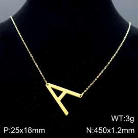 Gold-Plating stainless steel O-chain letter A necklace