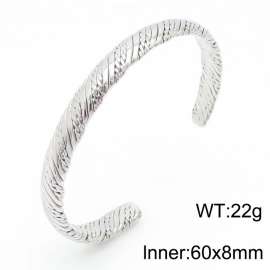 60×8MM Silver Color Stainless Steel Open Bangle For Women