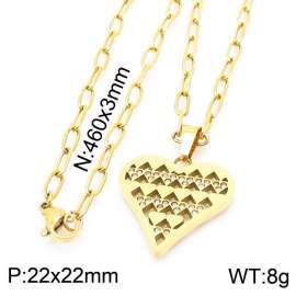 Stainless steel 460x3mm link chain with much love heart crystal pendant trendy gold necklace